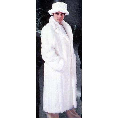 IL Canto White Faux Mink Fur Long Trench Coat F010